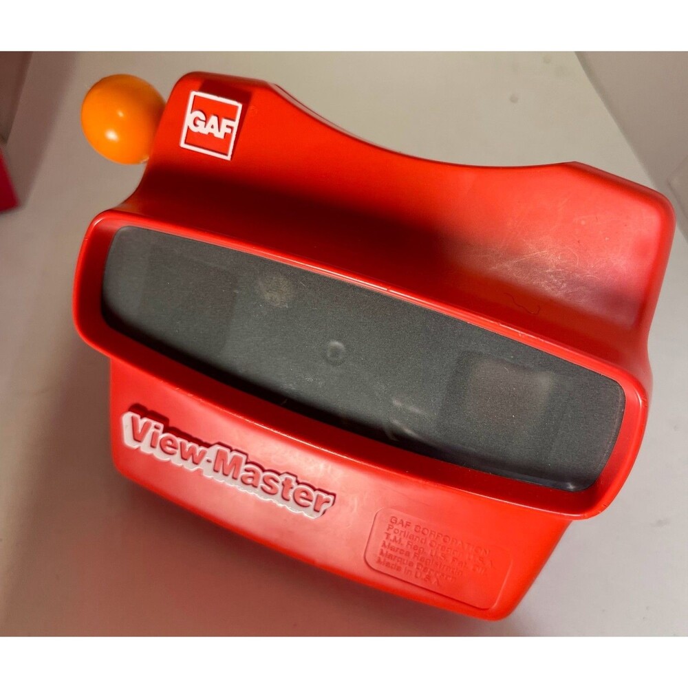 View-Master GAF Library Box Case Vintage Red White Hinged USA WITH Viewmaster - Picture 3 of 5